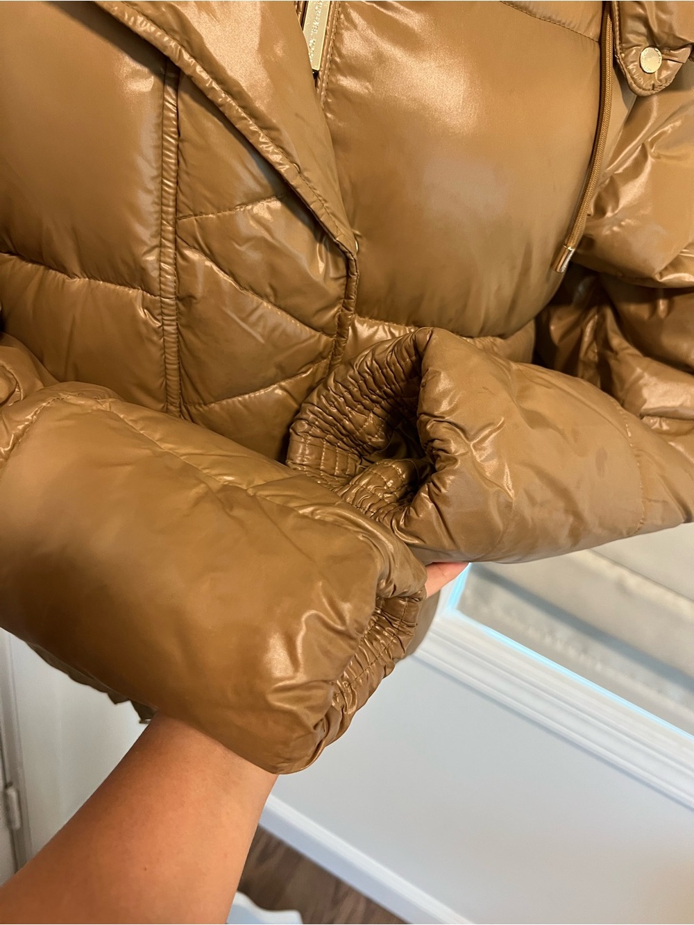 MICHAEL Michael Kors Camel Hooded Puffer Jacket Size S - Picture 4 of 9